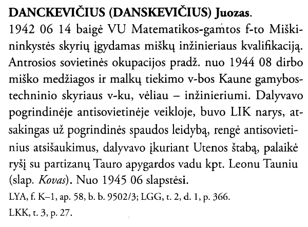 Juozas-Danckevičius-Danskevičius „Lietuvos kariuomenės karininkai 1918–1953“, 9 t., 148-149 p.